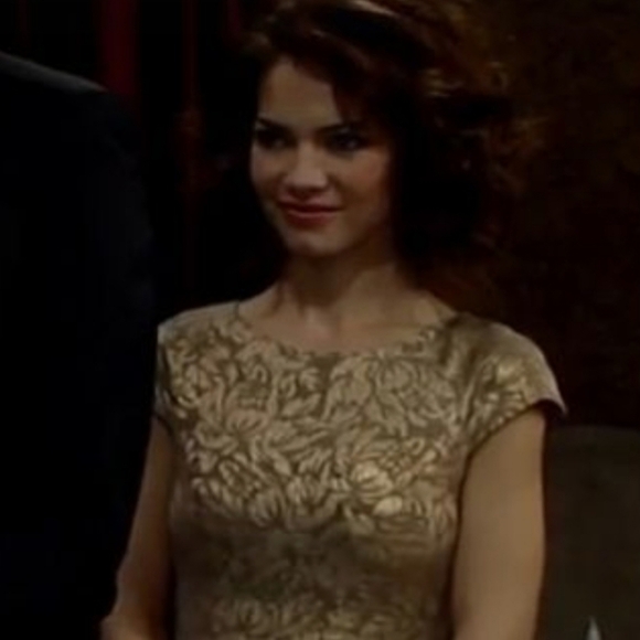 French Connection Blousy Bloom Gold Jacquard Dress‎ Size 4 - Picture 9 of 10